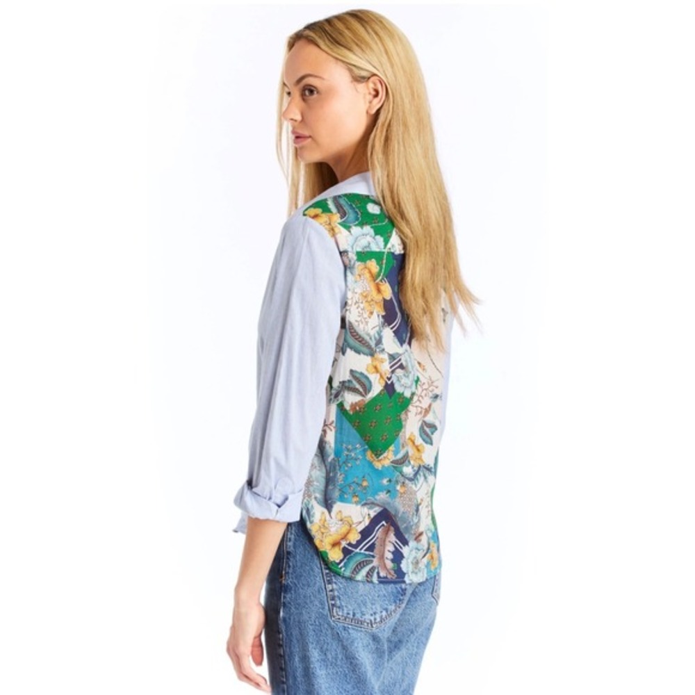DREW Natalee Floral Back Button Down‎ Shirt Women's Size L